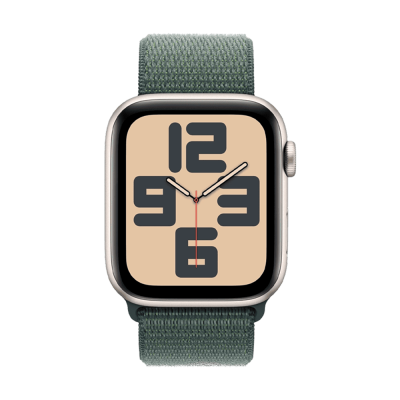 Apple Watch SE 2 2024 44mm Starlight Aluminium Case with Lake Green Sport Loop (MXEW3)
