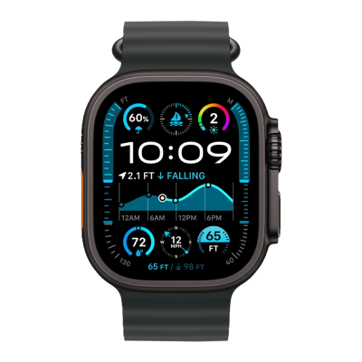 Apple Watch Ultra 2 49mm Black Titanium Case with Black Ocean Band (MX4P3)