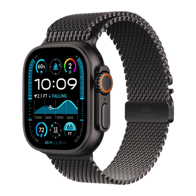 Apple Watch Ultra 2 49mm Black Titanium Case with Black Titanium Milanese Loop Medium (MX5U3)