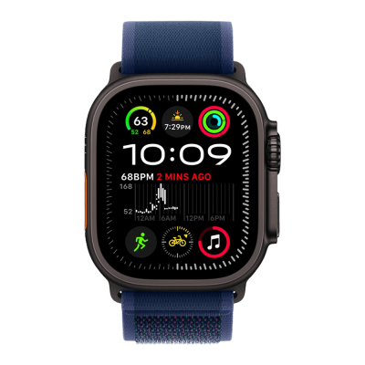 Apple Watch Ultra 2 49mm Black Titanium Case with Blue Trail Loop - M/L