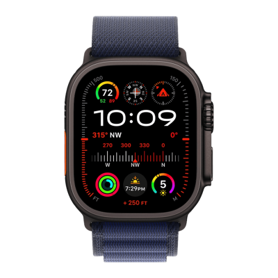 Apple Watch Ultra 2 49mm Black Titanium Case with Navy Alpine Loop - Medium