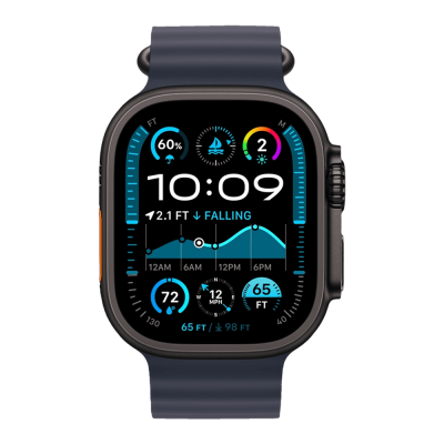 Apple Watch Ultra 2 49mm Black Titanium Case with Navy Ocean Band