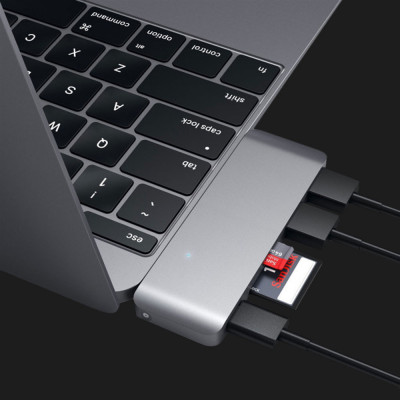 Адаптер Satechi Type-C USB 3.0 Passthrough Hub Space Gray (ST-TCUPM)