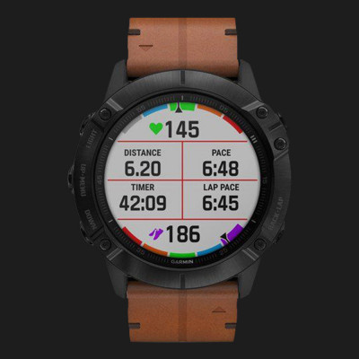 Годинник Garmin Fenix 6X Black DLC with Chestnut Leather Band (010-02157-14)
