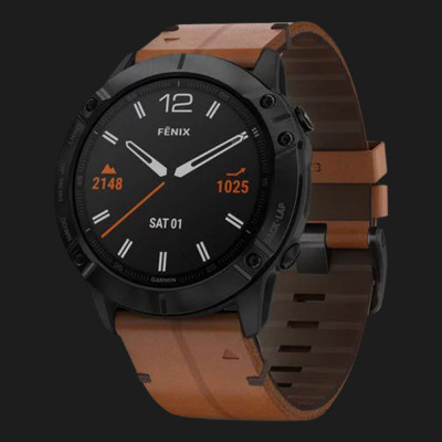 Годинник Garmin Fenix 6X Black DLC with Chestnut Leather Band (010-02157-14)