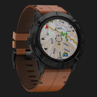 Годинник Garmin Fenix 6X Black DLC with Chestnut Leather Band (010-02157-14)
