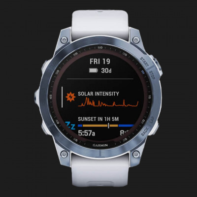 Garmin Fenix 7 Sapphire Solar Mineral Blue DLC Titanium with Whitestone Band (010-02540-24)