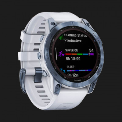 Garmin Fenix 7 Sapphire Solar Mineral Blue DLC Titanium with Whitestone Band (010-02540-24)