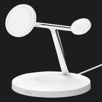 Бездротова зарядка Belkin 3-in-1 Wireless Charger with MagSafe 15W (Black)