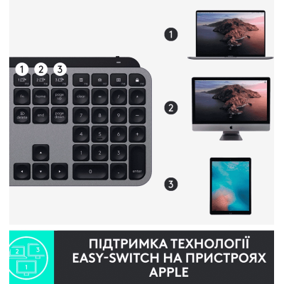 Клавіатура LOGITECH MX Keys for Mac Advanced - SPACE GREY (920-009558)
