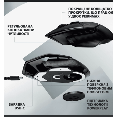 Миша LOGITECH G502 X LIGHTSPEED, Black (910-006180)