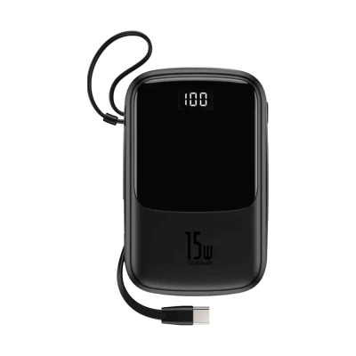 Доп батерея Baseus Qpow Digital Display Lightning 3A 10000mAh Black (PPQD-B01)