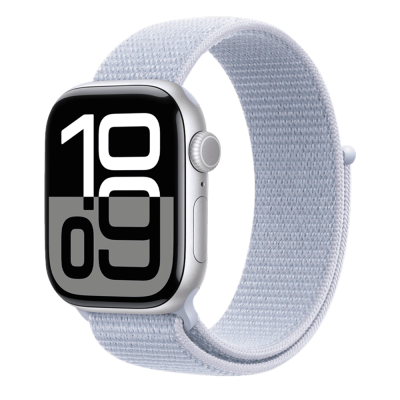 Apple Watch Series 10 46mm Silver Aluminum Case with Denim Sport Band - S/M (MWWL3)