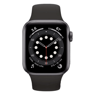 Apple Watch Series 6 44mm Space Gray Aluminum Case with Black Sport Band (M00H3)