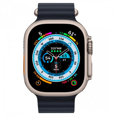 Apple Watch Ultra 49mm Titanium Case with Midnight Ocean Band (MQFK3) бу