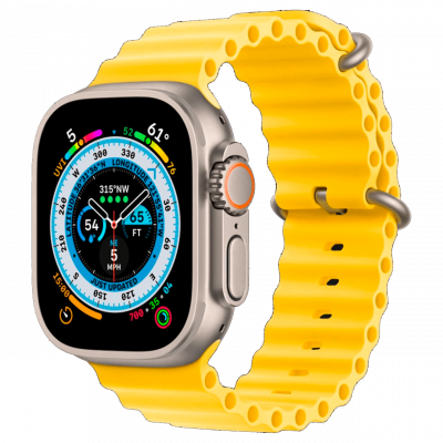 Apple Watch Ultra 49mm Titanium Case with Yellow Ocean Band (MNHG3) бу