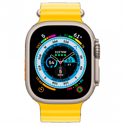 Apple Watch Ultra 49mm Titanium Case with Yellow Ocean Band (MNHG3) бу