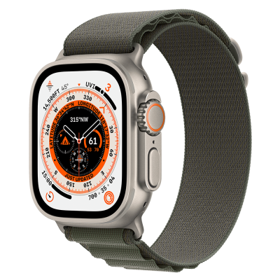 Apple Watch Ultra 49mm Titanium Case with Green Alpine Loop Small (MNHJ3) бу
